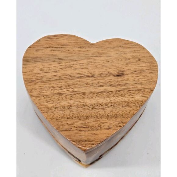 Wooden Carved Heart Hibiscus Floral Flower Puzzle Trinket Jewelry Box - Picture 16 of 16